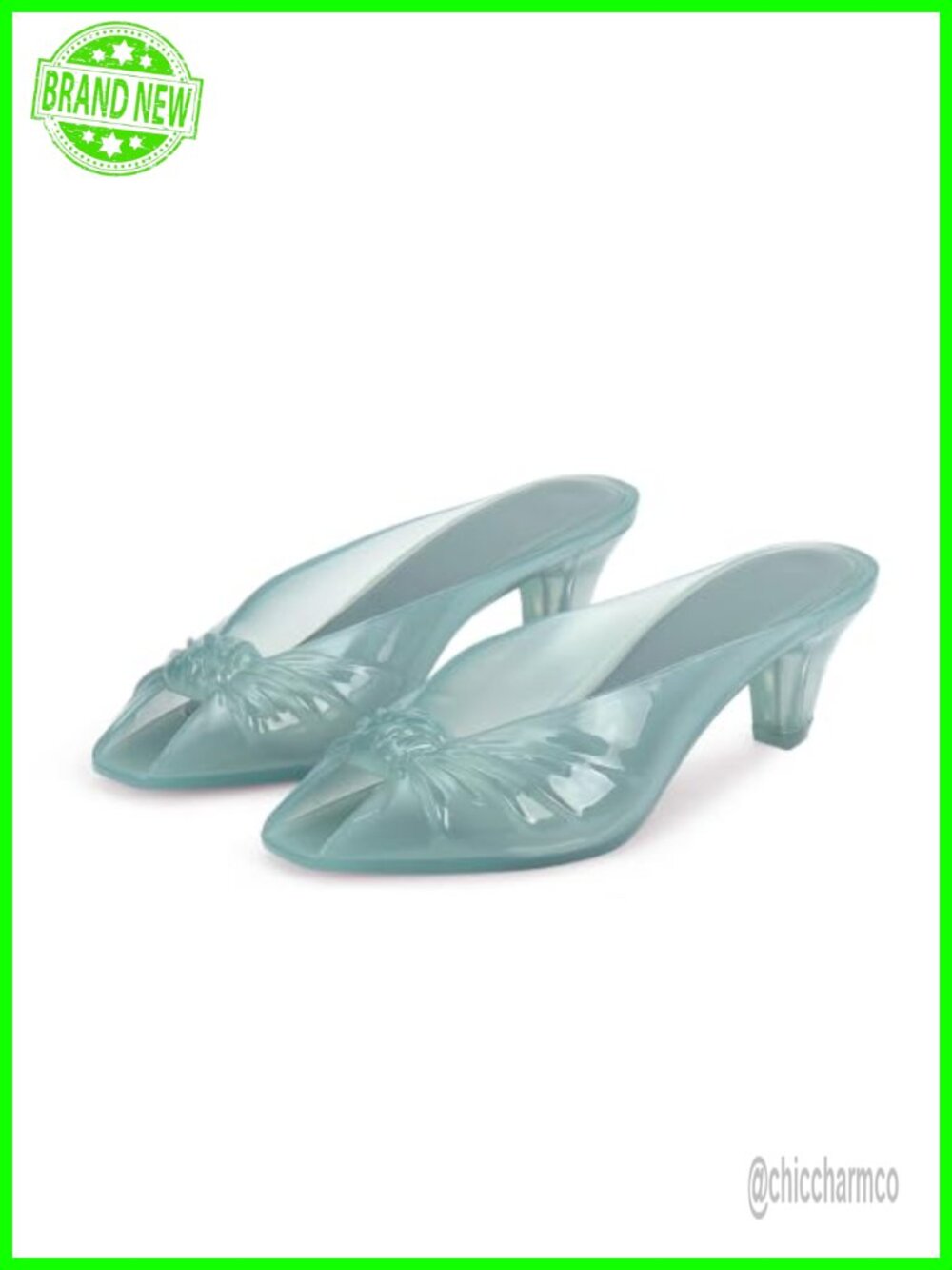Jelly Sandals Clear Kitten Heel Mules Open Toe Slide Pumps Summer Beach